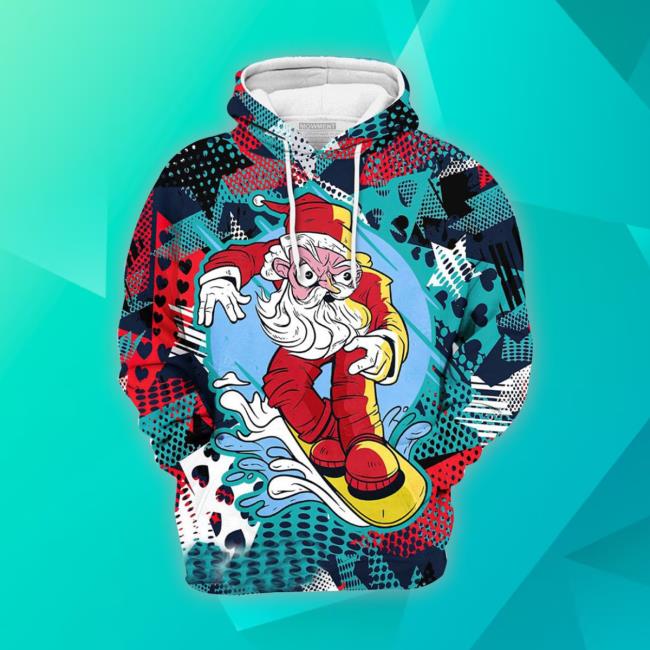 Santa Snowboarding Christmas 3D Classic Shirt