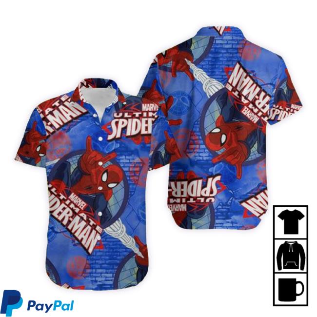 Official Step Into The Spotlight With Marvel Spiderman Royal Hawaiian Shirt Dress A Chic And Casual Tribute To Iconic Webslinger