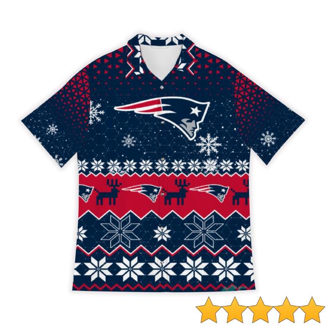 Trending New England Patriots Snowflake Pattern 3D Hawaiian Tee Christmas Gift