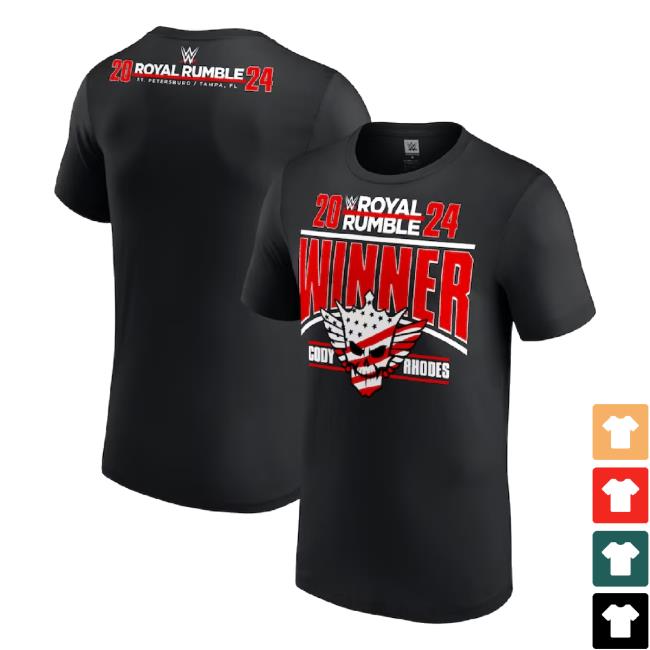 Official Men's Black Cody Rhodes 2024 Royal Rumble Winner Long Sleeve Tee