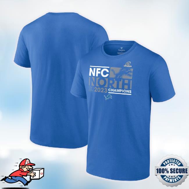 Official Men's Fanatics Branded Blue Detroit Lions 2023 Nfc North Division Champions Conquer Classic Shirt