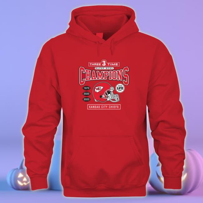 Three Time Super Bowl Champions 1970 2020 2023 Kansas City Chiefs Sweatshirt