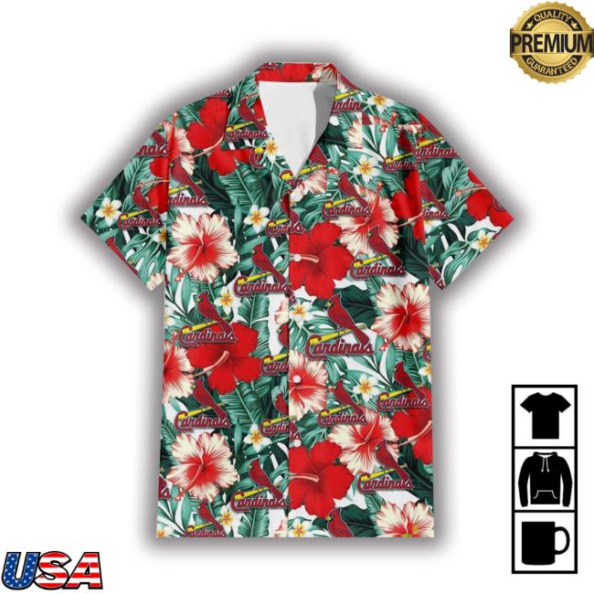 St. Louis Cardinals Red Coral Hibiscus White Porcelain Flower Banana Leaf 3D Hawaiian Sweatshirt