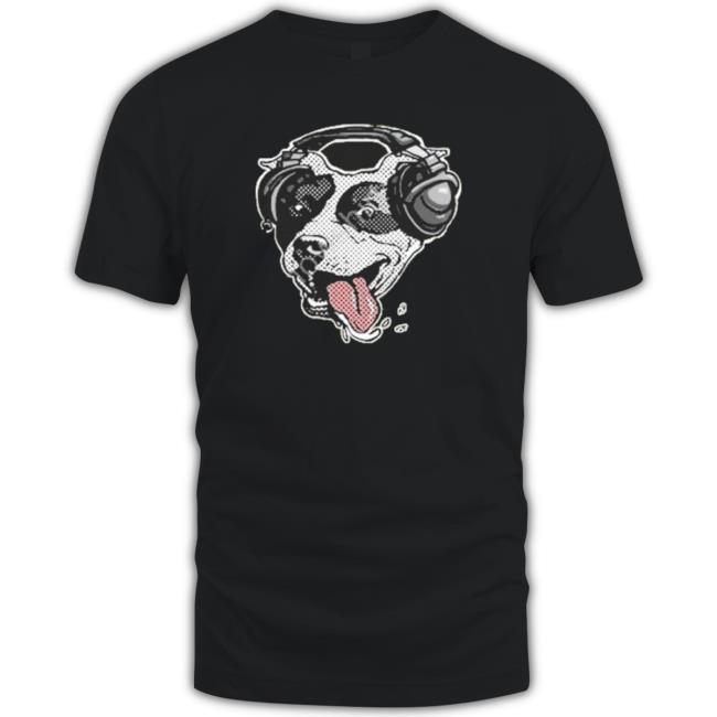 Cute Pit Bull Dog With Music Headphones Hooded Sweatshirt