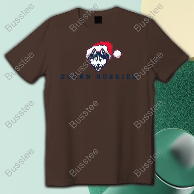 Uconn Huskies Logo With Santa Hat T Shirt