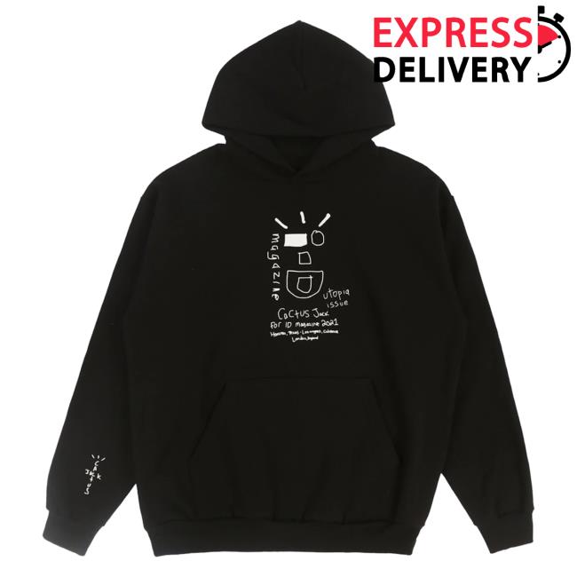 Official Travis Scott Merch Store Travis Scott Cactus Wink Crewneck Sweatshirt Black TravisScott Shop