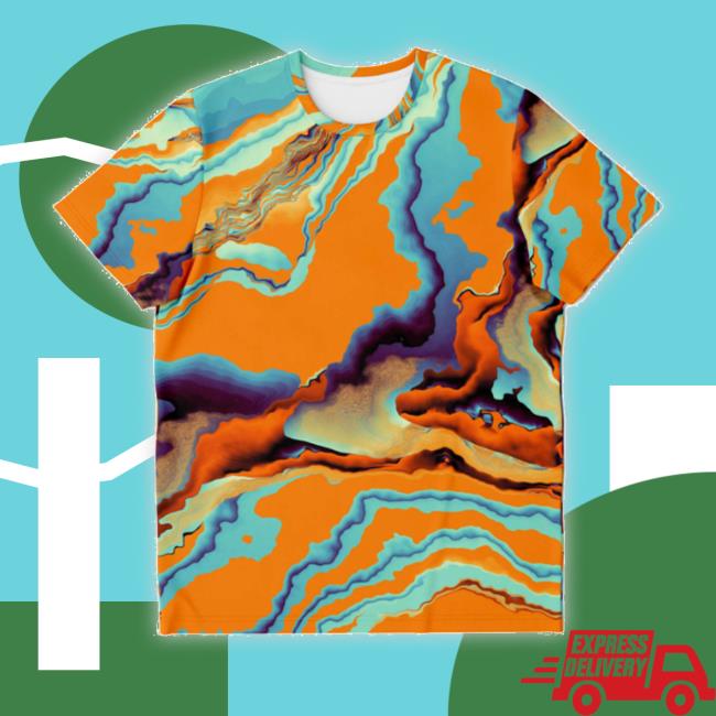 Orange Marble Pattern Abstract Art Psychedelic Mosaic Paint Unisex Funny