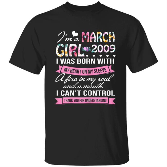 Awesome since 2009 11th birthday im a march girl 2009 t shirt