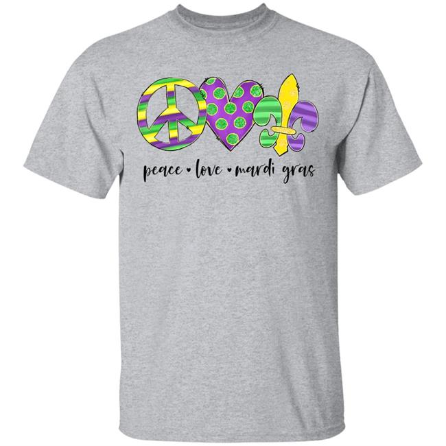 Peace love mardi gras hippie new orleans mardi gras costume t shirt Peace love mardi gras hippie new orleans mardi gras costume t shirt