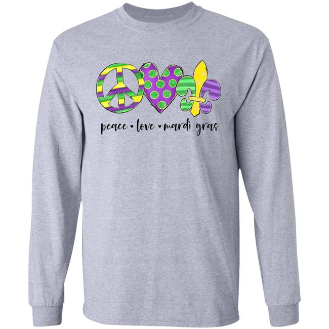 Peace love mardi gras hippie new orleans mardi gras costume t shirt Peace love mardi gras hippie new orleans mardi gras costume t shirt