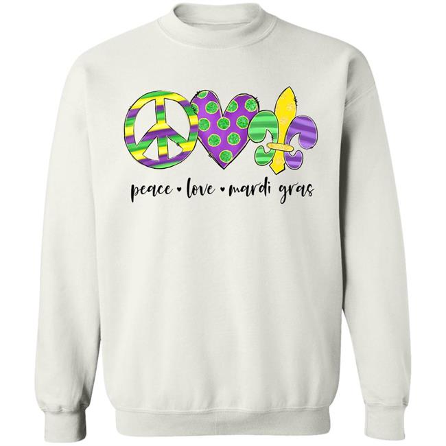Peace love mardi gras hippie new orleans mardi gras costume t shirt Peace love mardi gras hippie new orleans mardi gras costume t shirt