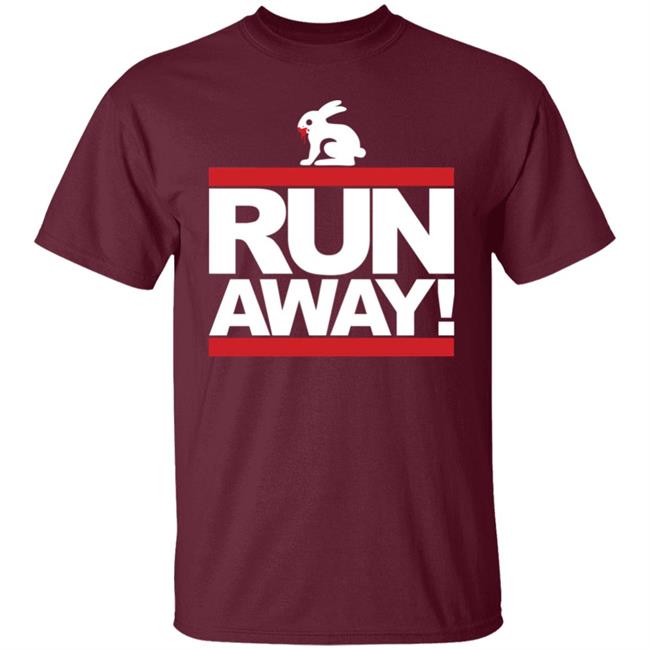 Mens Run Away Rabbit T Shirt Funny Shirt Black Mens Run Away Rabbit T Shirt Funny Shirt Black