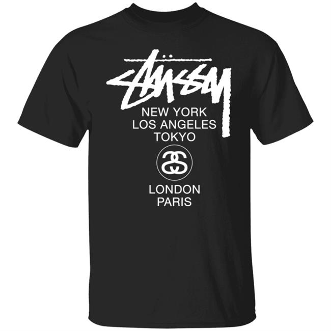 World Tour Crew In Black WORLD TOUR Stussy T Shirt