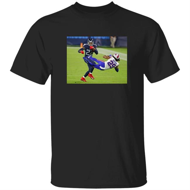 Titans Punter Brett Kern's Shirt Derrick Henry's Stiff-Arm Vs. Buffalo Bills Shirt Hoodie Sweatshirt