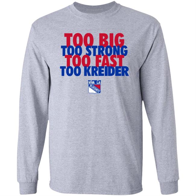 Michael Gismondi Too Big Too Strong Too Fast To Kreider Shirt Barstoolsports Merch