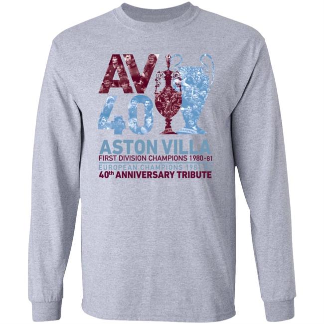 Dennis Mortimer Av 40 Double Champions Exclusive Crew Neck Shirt Av40 Tribute Merch