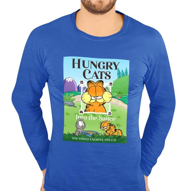 Garfield Hungry Cats Into The Sauce Long Sleeve T-Shirt