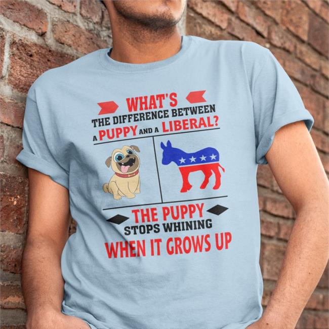 Cryptochronic1776 What's The Difference Between A Puppy And A Liberal The Puppy Stops Whining When It Grows Up Shirt White