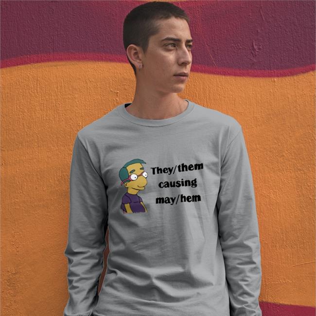 Milhouse Van Houten They Them Causing May Hem Shirt Good Small Horce