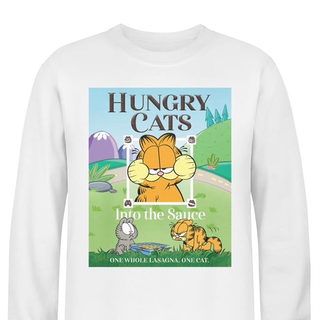 Garfield Hungry Cat Into The Sauce One Whole Lasagna One Cat Tee Shirt White
