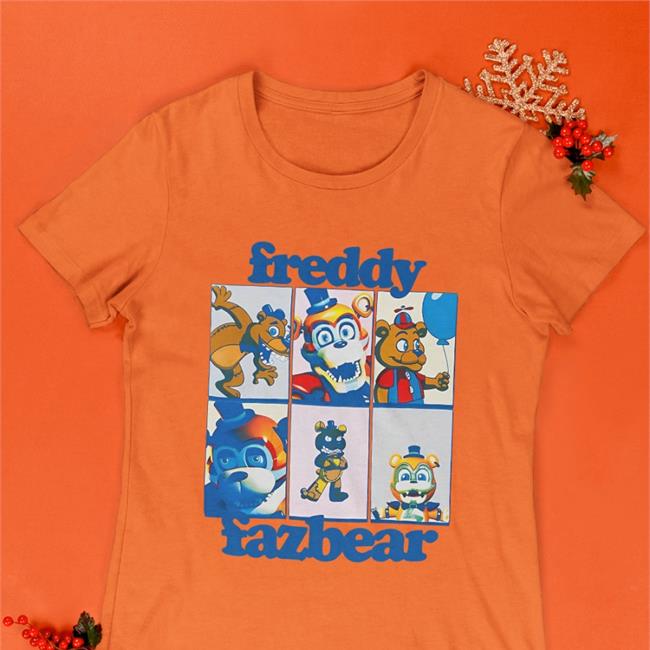 Five Nights At Freddy's Freddy Fazbear Grid Boyfriend Fit Girls T Shirt