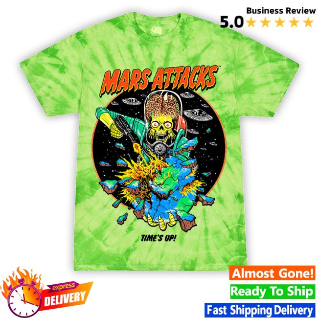 Mars Attacks Time's Up Long Sleeve T Shirt Martian Green Tie-Dye