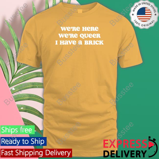 Med Queer We're Here We're Queer I Have A Brick Tee Shirt