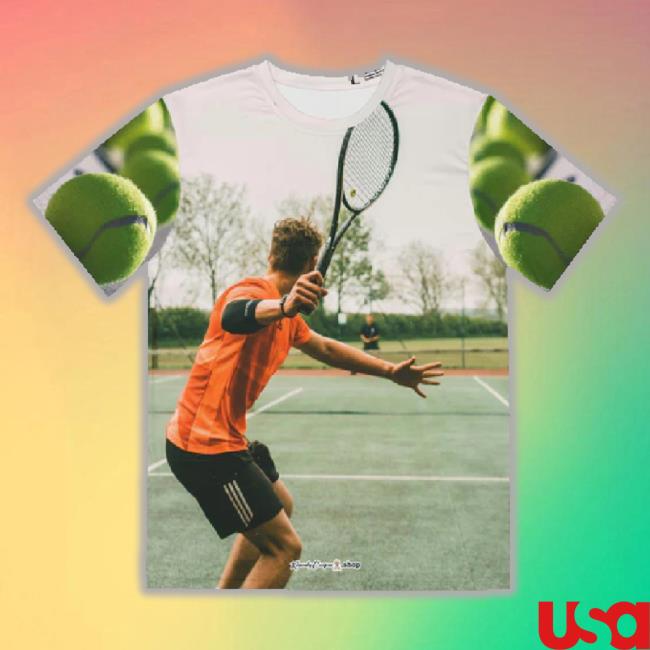 Tennis T-Shirt, Men's Polyester 3D Shirt