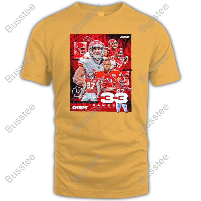 Most By Tight End Chiefs 33 Games Hoodie Travis Kelce Most By Tight End Chiefs 33 Games Tee Shirt