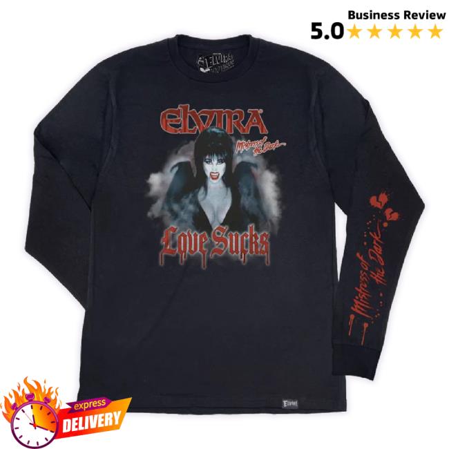 Official Elviras Bootique Merch Store Elvira Vamp Love Sucks Unisex Sweatshirt Elvirasbootique Shop
