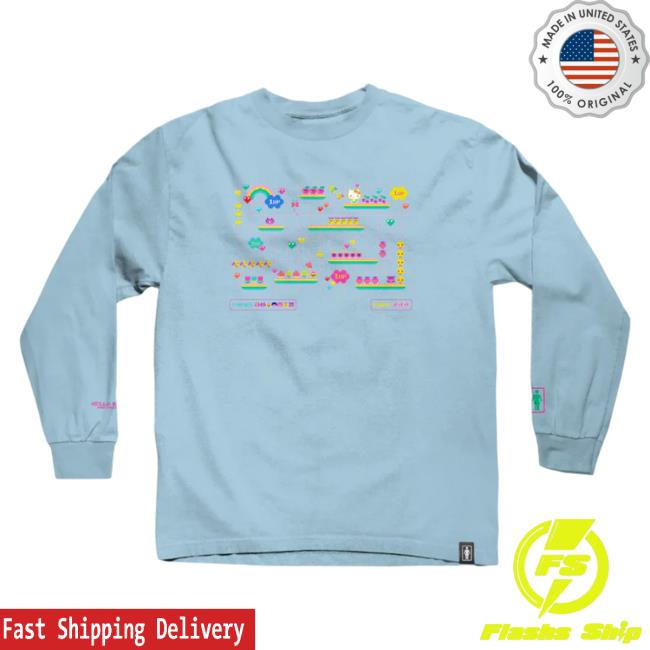 Official Sanrio Apparel Clothing Merch Store Shop Girl X Sanrio Kawaii Arcade Level Up Longsleeve (Powder Blue)