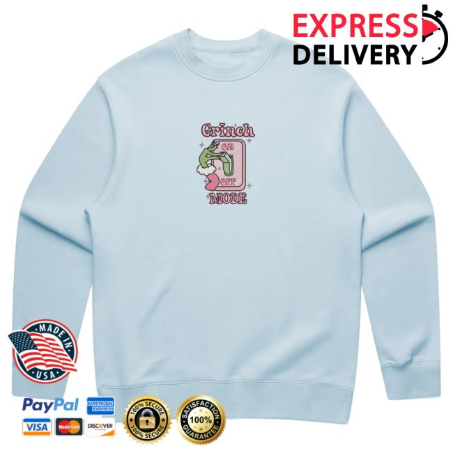 Official Cold Prints Store Merch Grinch Mode Christmas Hooded Sweatshirt Light Blue Coldprints Shop