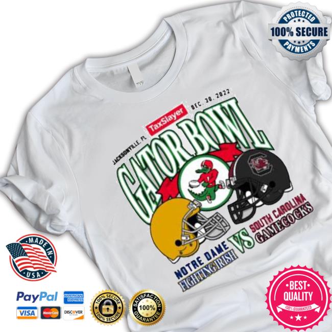 Official Notre Dame Fighting Irish Vs South Carolina Gamecocks 2022 Taxslayer Gator Bowl Matchup Shirt