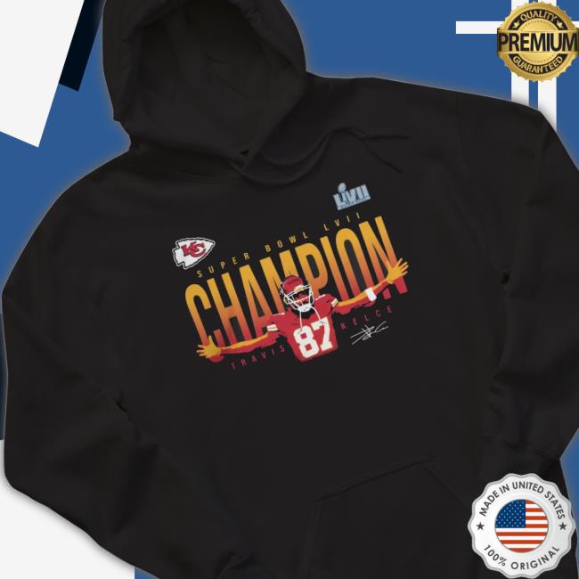 Official Travis Kelce Kansas City Chiefs Fanatics Branded Super Bowl Lvii Champions Winning Plays Shirt