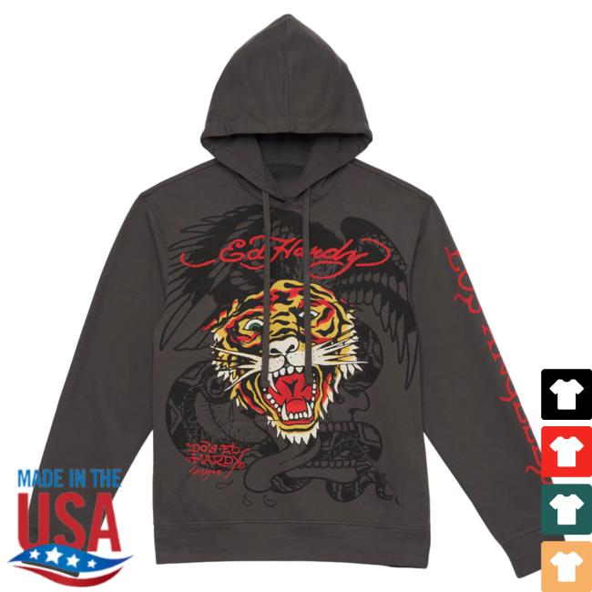 Official Ed Hardy Merch Store Retro Tiger Popover Hoodie EdHardy Apparel Clothing Shop