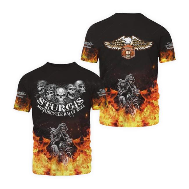 2022 Sturgis Motorcycle Rally Fire Grim Reaper All Over Print Classic Shirt