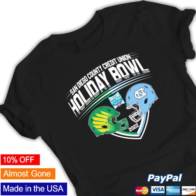 Oregon Ducks Vs North Carolina Tar Heels 2022 Holiday Bowl Helmet To Helmet Tee Shirt