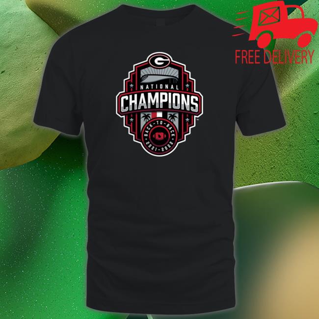 Black To Back Georgia Bulldogs College Football Playoff 2022 National Champions Official Logo Tee
