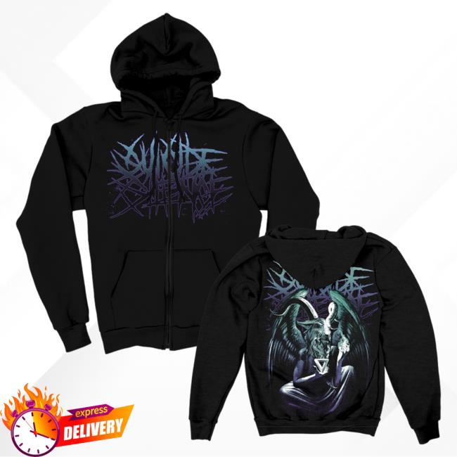 Official Suicide Silence Merch Suicide Silence Baphomet Zip Up Long Sleeve Shirts Black SuicideSilence