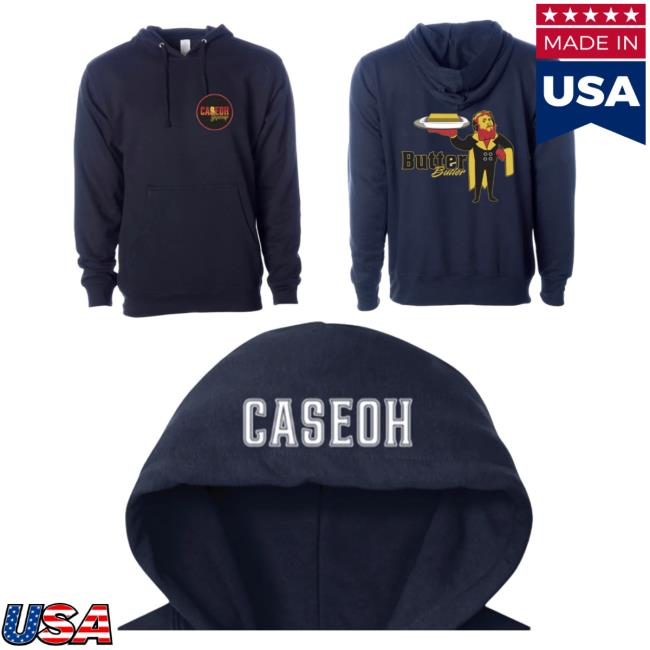 Official Caseoh Game Merch Caseoh Games Butter Butler Pull Over Hoodie Navy Caseohgames