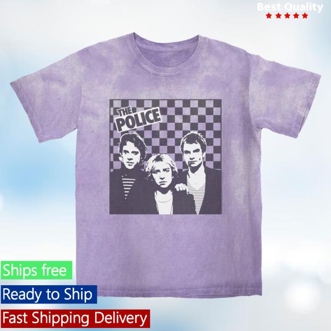 Official Merch Bar The Police Band The Trio Retro Checkered Color Blast Tshirt MerchBar ThePolice