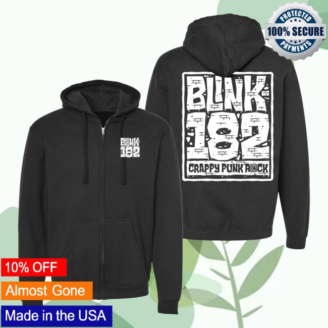 Official Blink 182 Merch Store Wall Zip Crewneck Sweatshirt Black / White Blink182 Shop