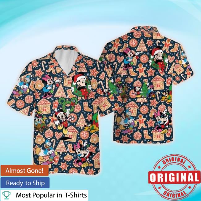 Trending Vintage Mickey Mouse Christmas Hawaiian Sweatshirt Gingerbread Trip Disneyland Holiday