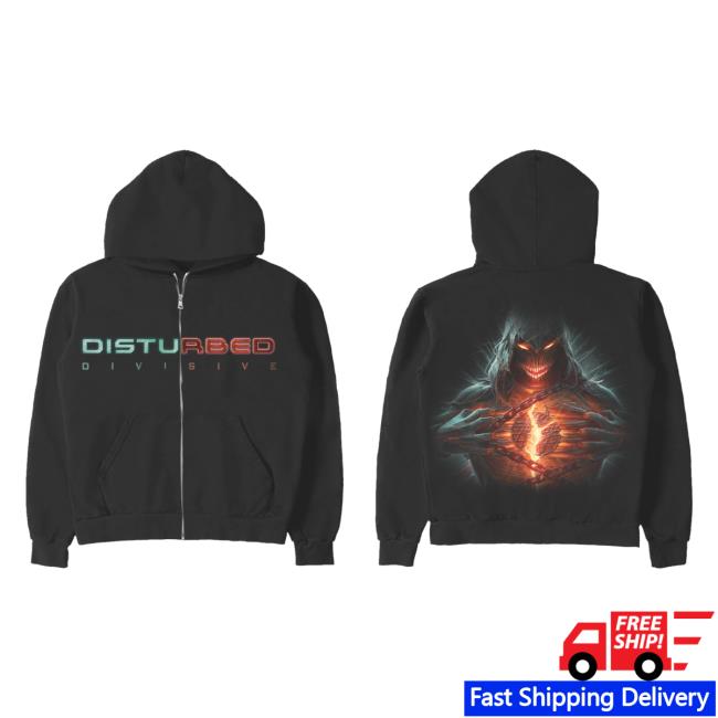 Official Disturbed Merch Store Disturbed Divisive Zip Up Pullover Hoodie Disturbed1