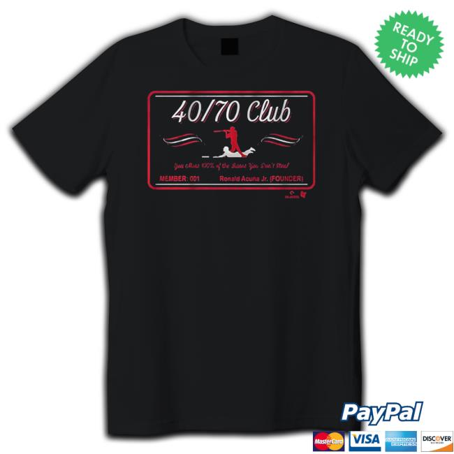 Ronald Acuña Jr Braves 40 70 Club Membership Card Long Sleeve Tee Shirt