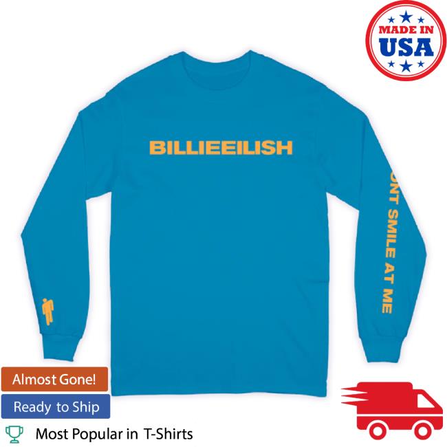 Official Billie Eilish Merch Store "Dont Smile At Me" Sapphire Long Sleeve Tee Billieeilish Shop