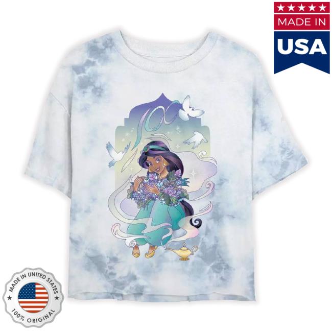 Disney100 Jasmine Hundred Years Girls Tie-Dye Crop New Shirt