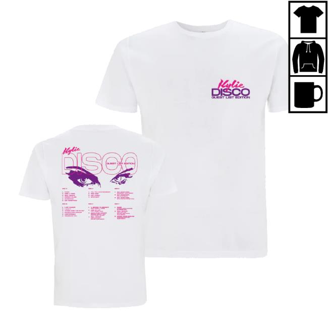 Original Kylie Merch Store Disco Guestlist Tracklist Classic Shirt Kylie Apparel Clothing Shop