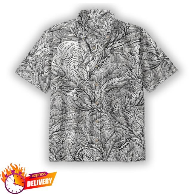 Maturelion Total Stretch Slim Fit Leaf Print Cotton Hawaiian Shirt