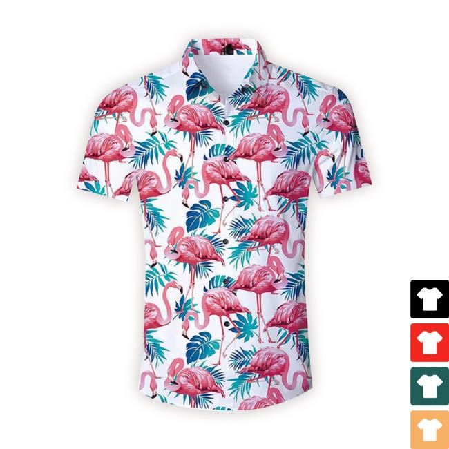 Official Pink Flamingo Ugly Hawaiian Shirt With Palm Leaf Shirts